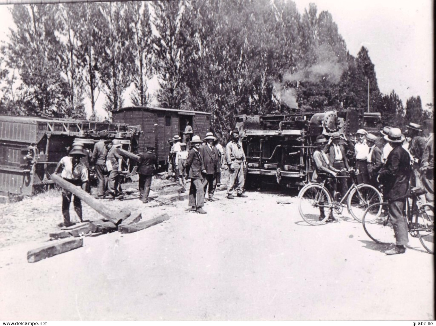 Photo 24.0 X 18.0 Cm  - Chemin De Fer Du Beaujolais - Deraillament Aux 4 Grands Moulins De GLEIZE - Aout 1923 - Retirage - Trains
