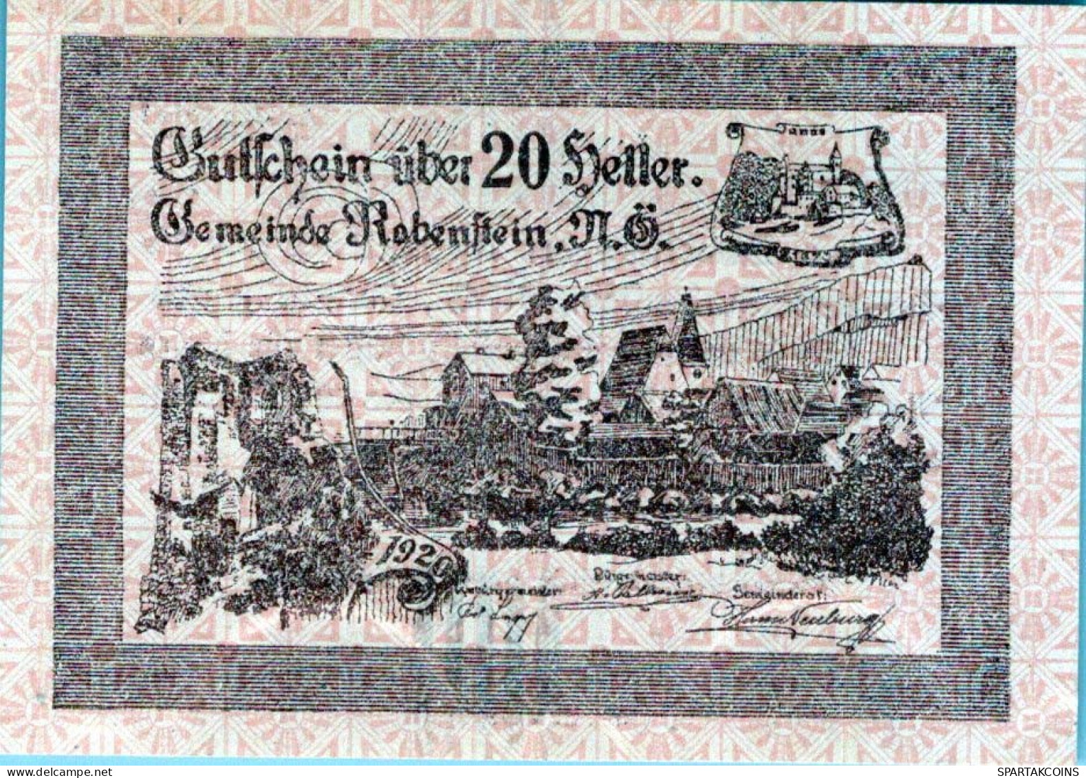 20 HELLER 1920 Stadt RABENSTEIN Niedrigeren Österreich Notgeld #PD961 - [11] Local Banknote Issues