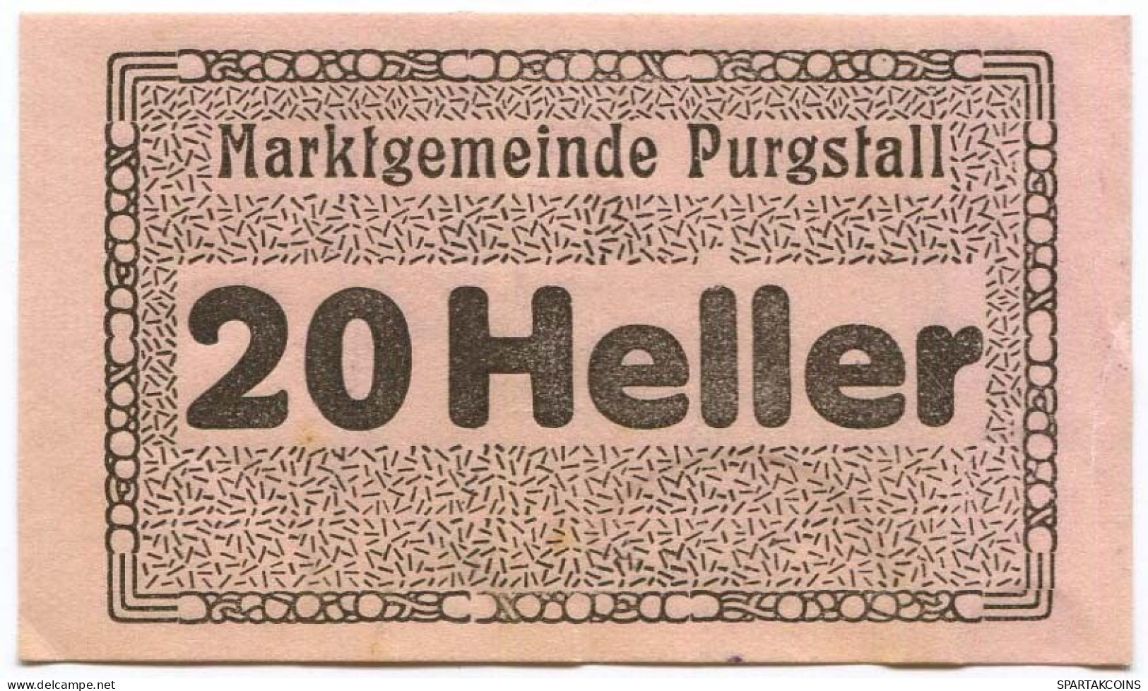 20 HELLER 1920 Stadt PURGSTALL AN DER ERLAUF Niedrigeren Österreich Notgeld Papiergeld Banknote #PL953 - [11] Emisiones Locales