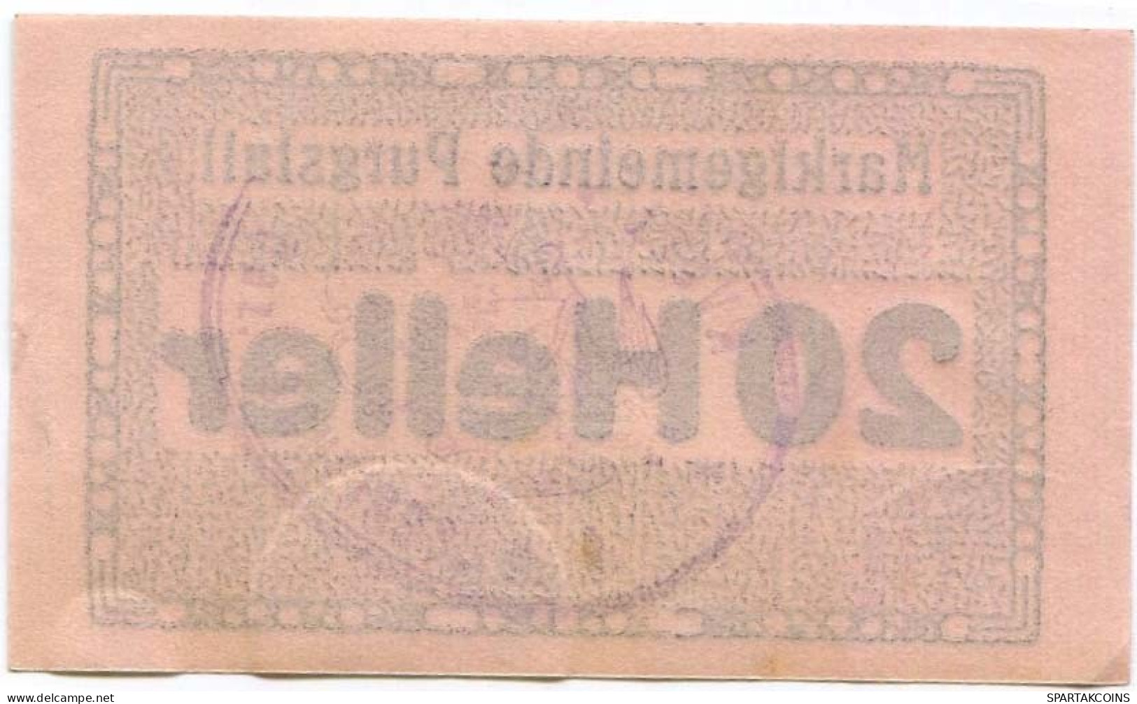 20 HELLER 1920 Stadt PURGSTALL AN DER ERLAUF Niedrigeren Österreich Notgeld Papiergeld Banknote #PL953 - [11] Local Banknote Issues