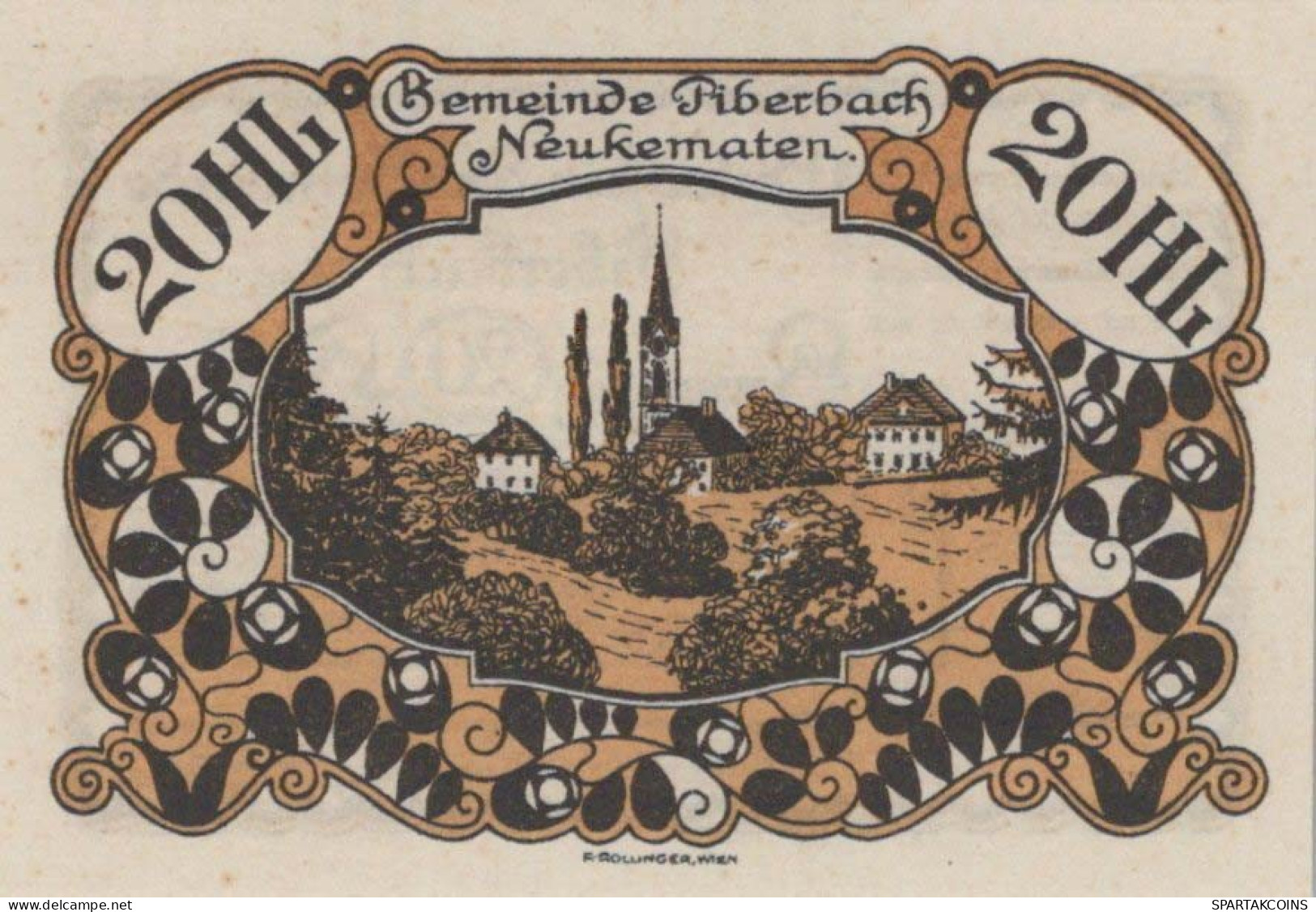 20 HELLER 1920 Stadt PIBERBACH Oberösterreich Österreich Notgeld Papiergeld Banknote #PG619 - Lokale Ausgaben