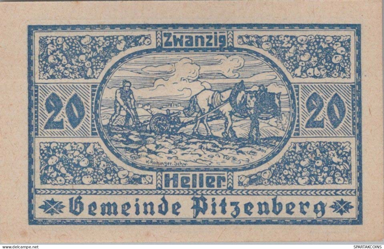 20 HELLER 1920 Stadt PITZENBERG Oberösterreich Österreich Notgeld Papiergeld Banknote #PG623 - Lokale Ausgaben