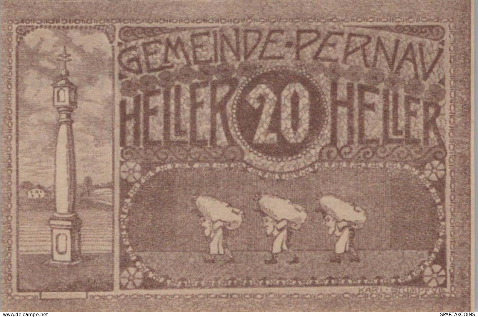 20 HELLER 1920 Stadt PERNAU Oberösterreich Österreich Notgeld Banknote #PJ220 - [11] Local Banknote Issues