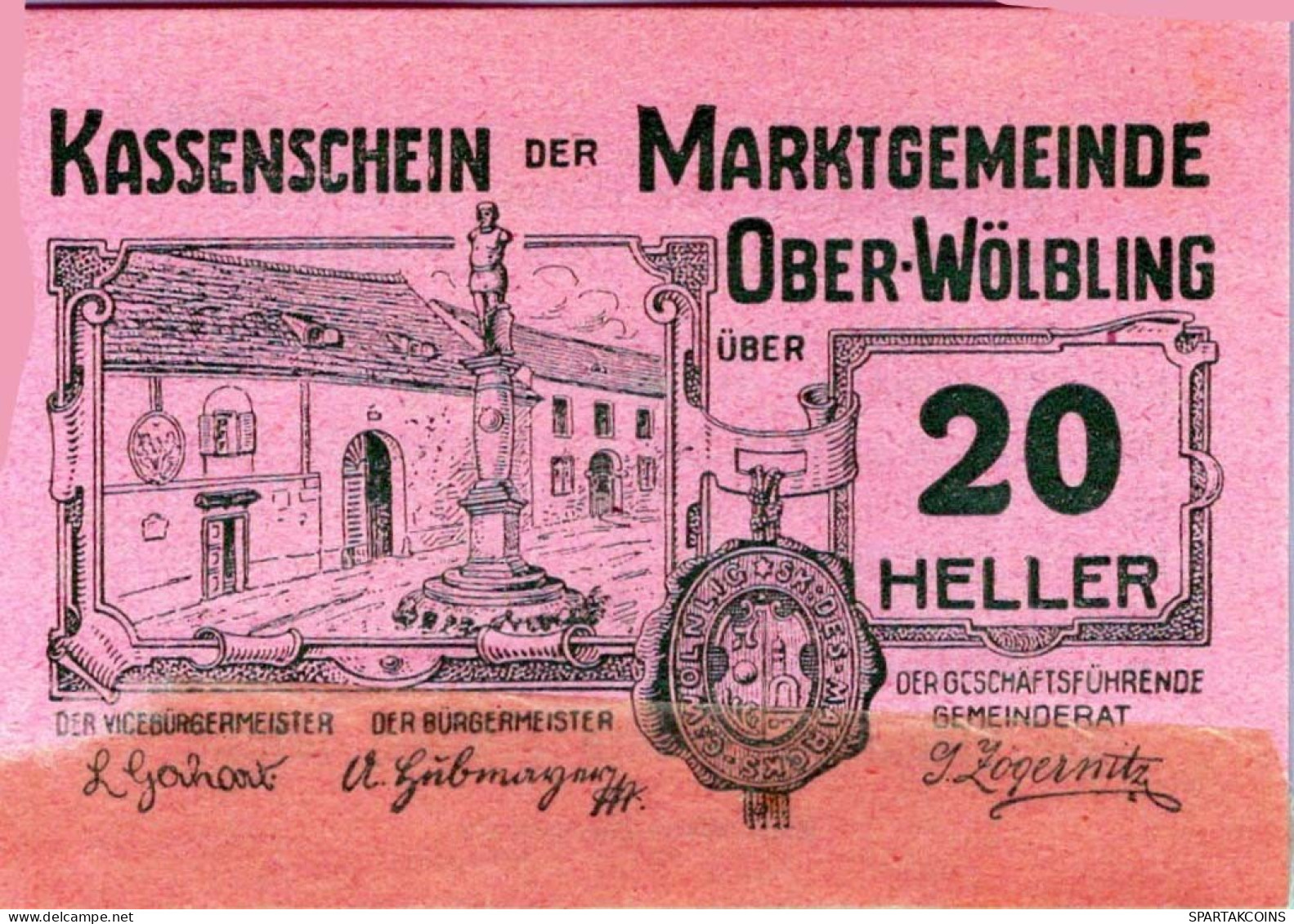 20 HELLER 1920 Stadt OBER-WoLBLING Niedrigeren Österreich Notgeld #PE620 - [11] Emisiones Locales