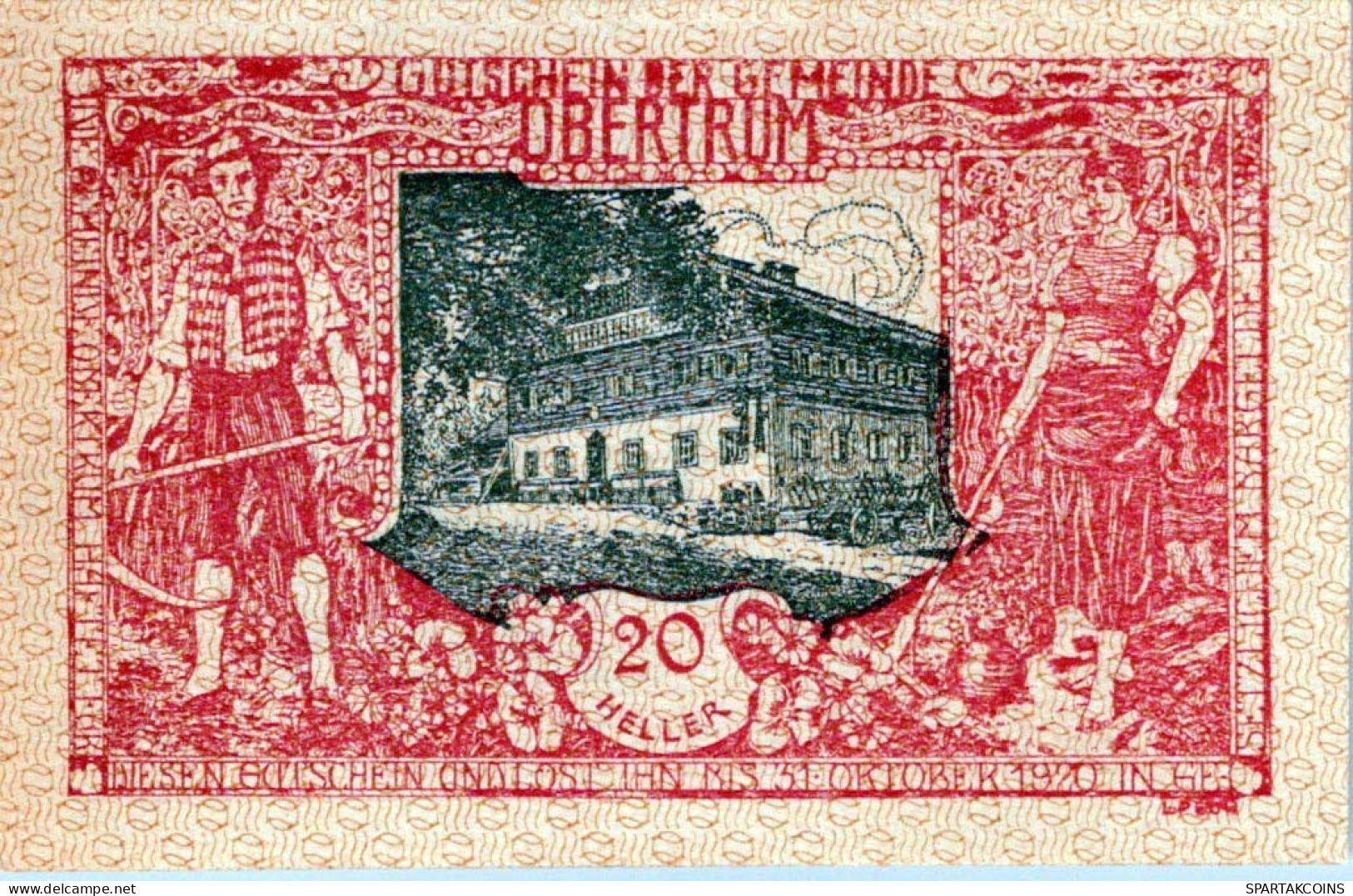 20 HELLER 1920 Stadt OBERTRUM Salzburg Österreich Notgeld Banknote #PE512 - [11] Local Banknote Issues