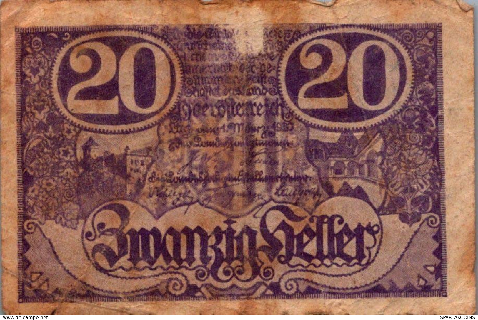 20 HELLER 1920 Stadt Oberösterreich Österreich Notgeld #PI182 - Lokale Ausgaben