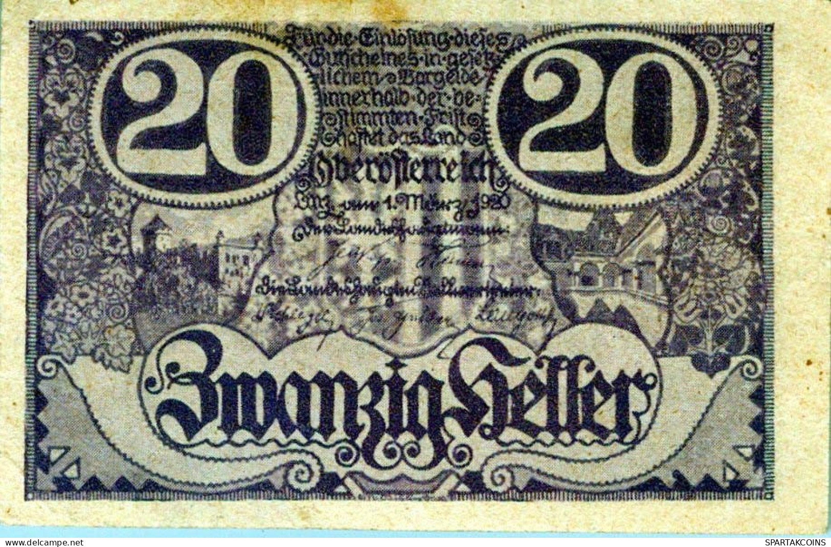 20 Heller 1920 Stadt Oberösterreich Österreich Federal State Of Österreich #PE550 - [11] Emissions Locales