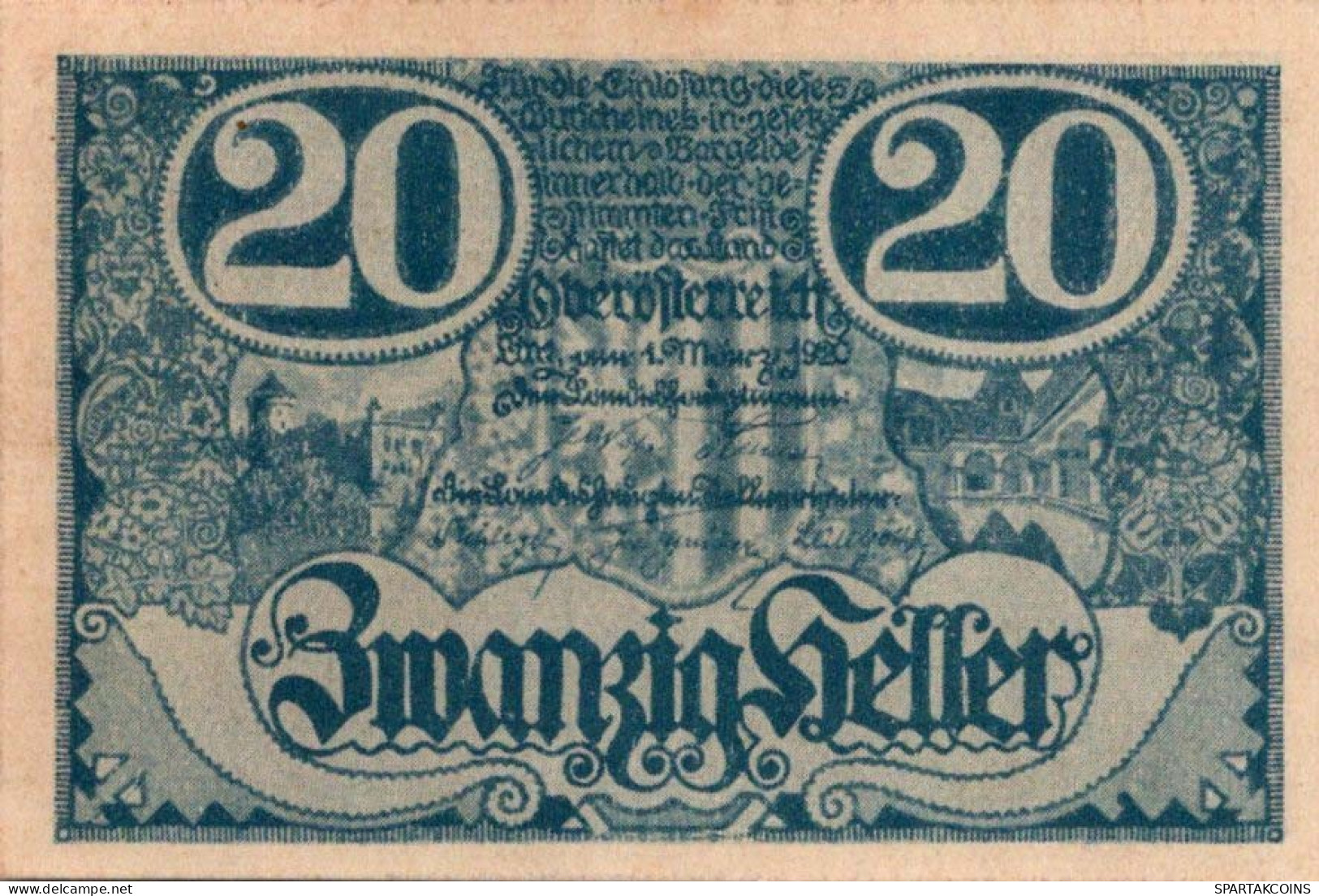 20 Heller 1920 Stadt Oberösterreich Österreich Federal State Of Österreich #PE513 - [11] Local Banknote Issues