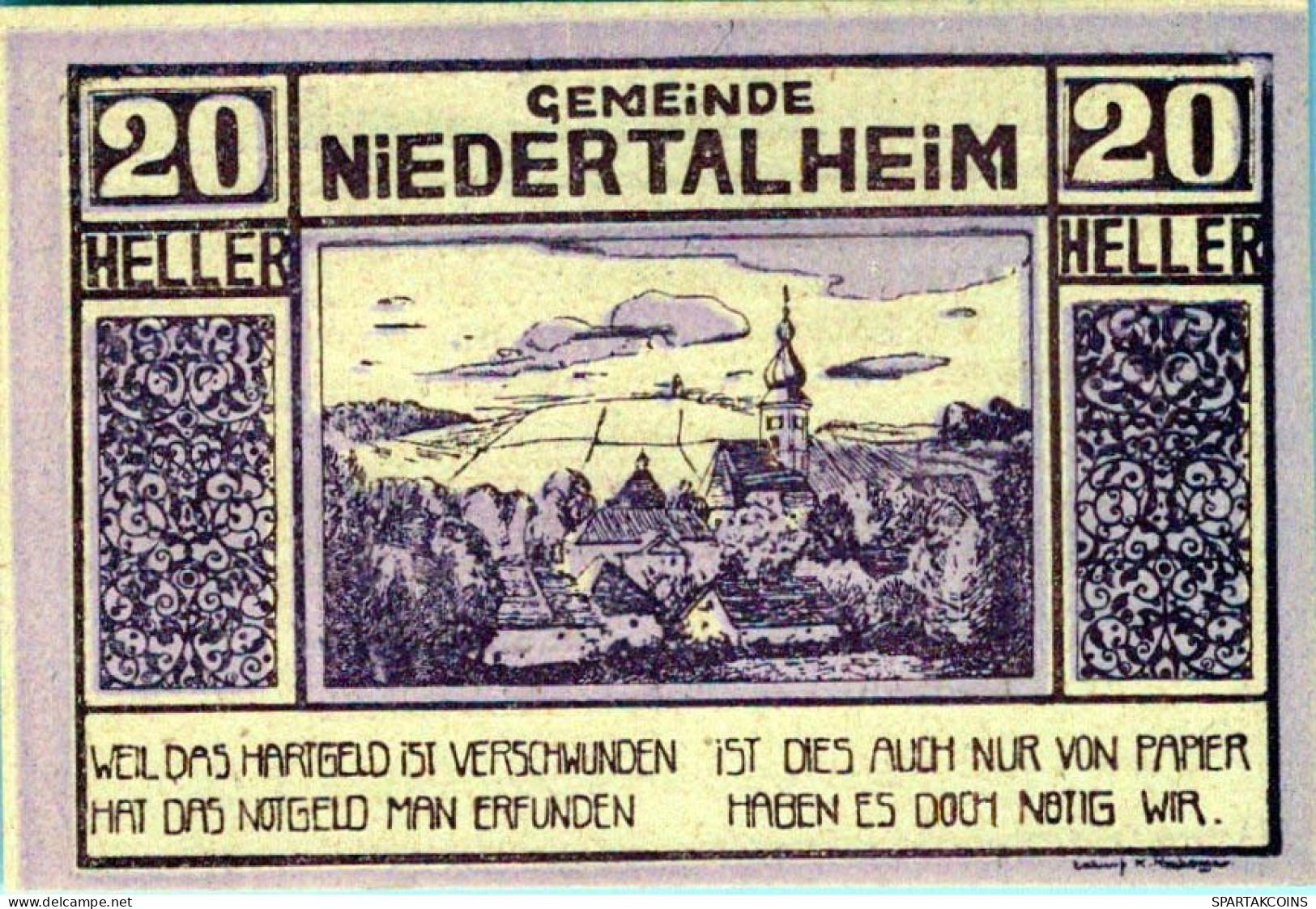 20 HELLER 1920 Stadt NIEDERTALHEIM Oberösterreich Österreich Notgeld #PJ238 - [11] Emissions Locales