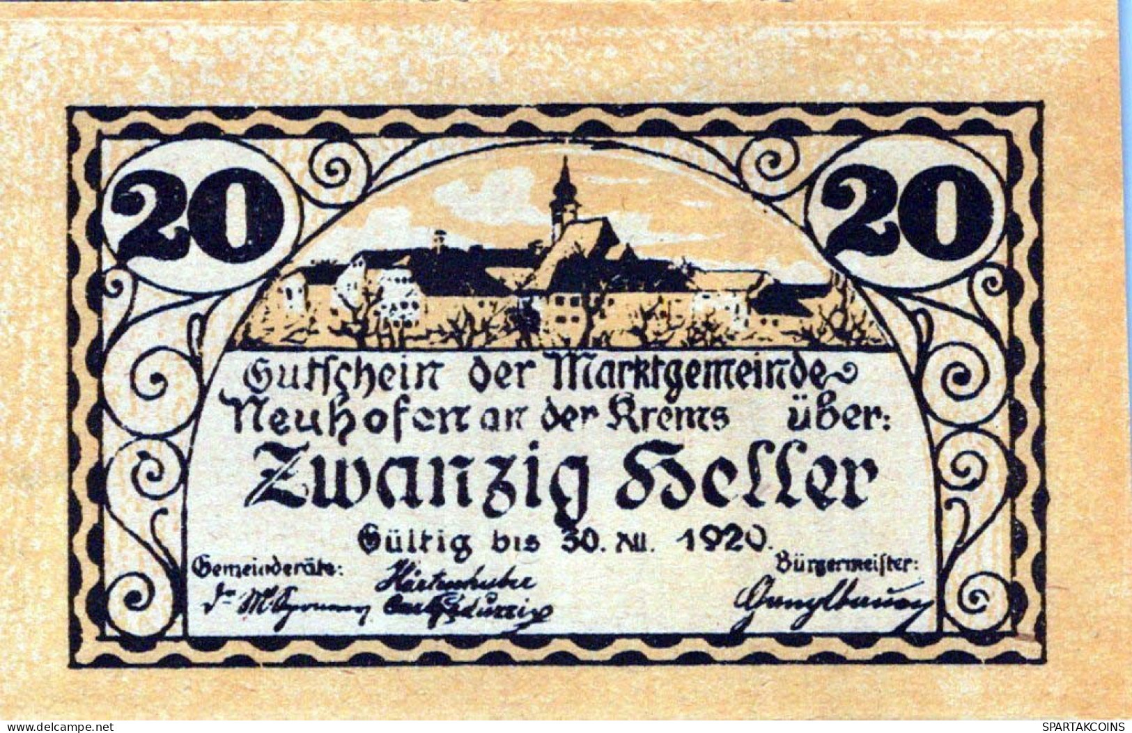 20 HELLER 1920 Stadt NEUHOFEN AN DER KREMS Oberösterreich Österreich Notgeld Papiergeld Banknote #PG631 - [11] Local Banknote Issues