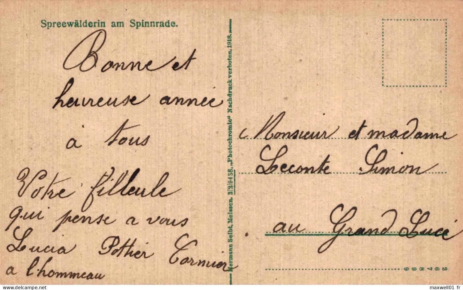 O7 - Carte Postale Fantaisie - Spreewälderin Am Spinnrade - Femme Du Spreewald Au Rouet - Costumes