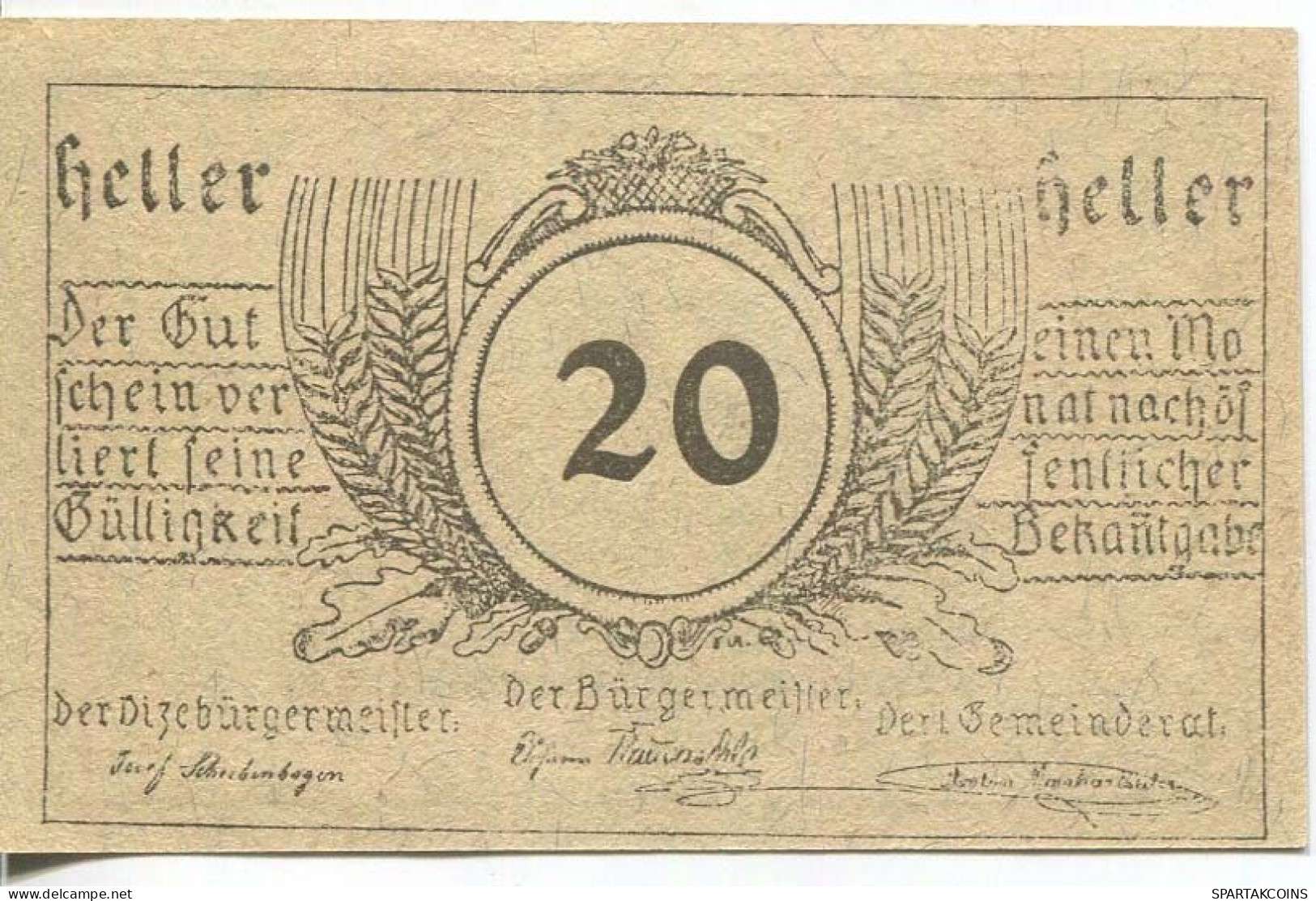 20 HELLER 1920 Stadt MUNDERFING Oberösterreich Österreich Notgeld Papiergeld Banknote #PL795 - [11] Local Banknote Issues