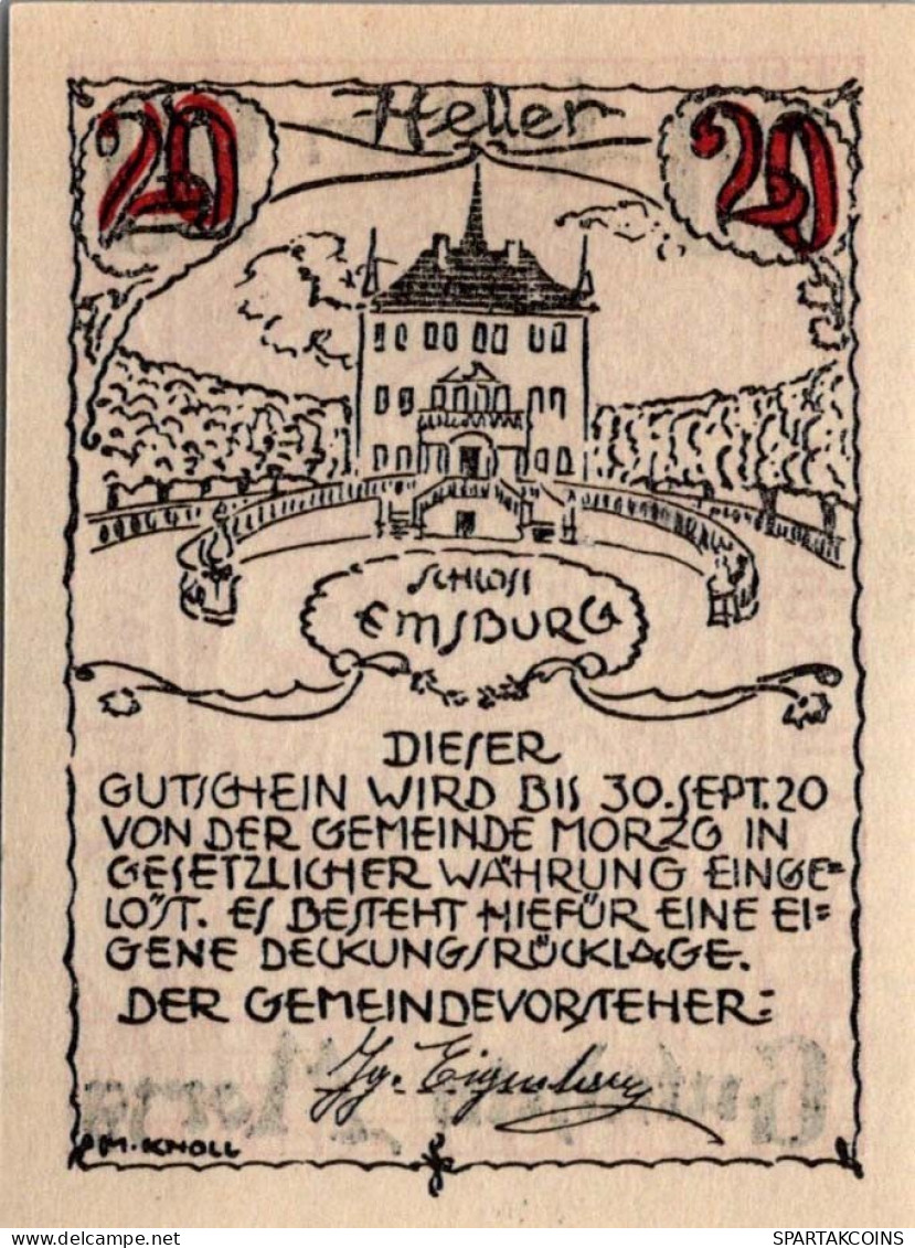 20 HELLER 1920 Stadt MORZG Salzburg Österreich Notgeld Banknote #PD834 - [11] Emissions Locales