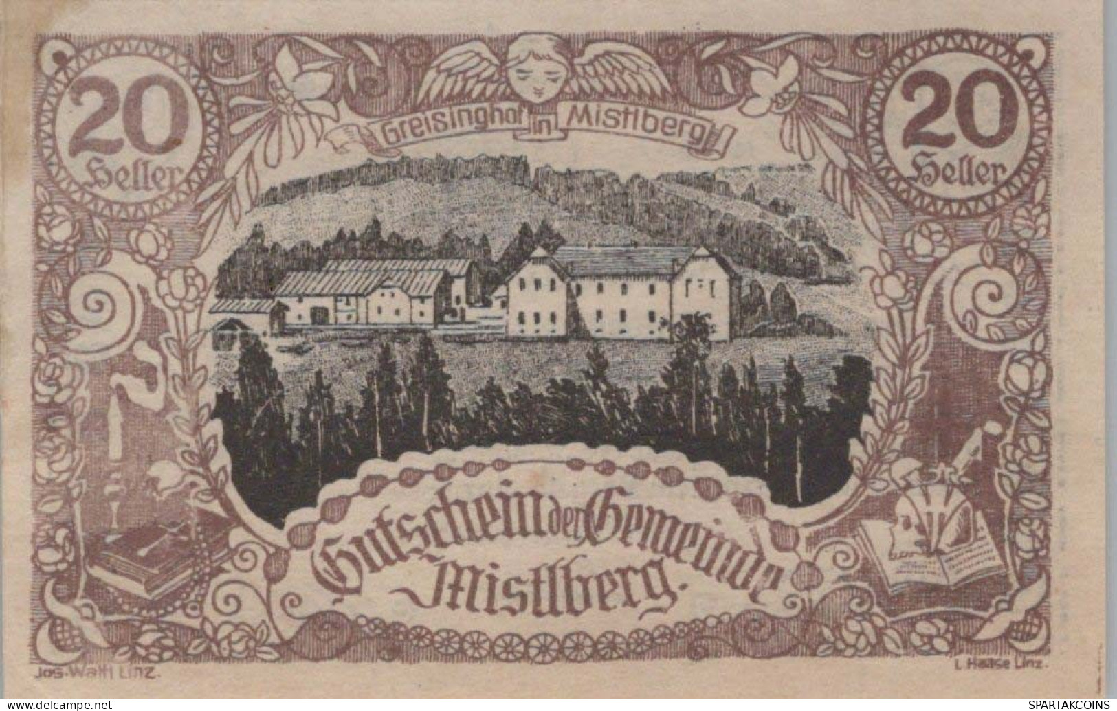 20 HELLER 1920 Stadt MISTLBERG Oberösterreich Österreich Notgeld Banknote #PD859 - Lokale Ausgaben