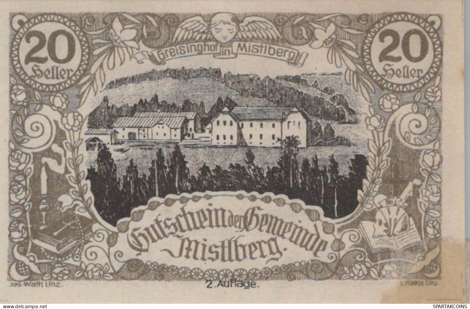 20 HELLER 1920 Stadt MISTLBERG Oberösterreich Österreich Notgeld Banknote #PD858 - [11] Local Banknote Issues