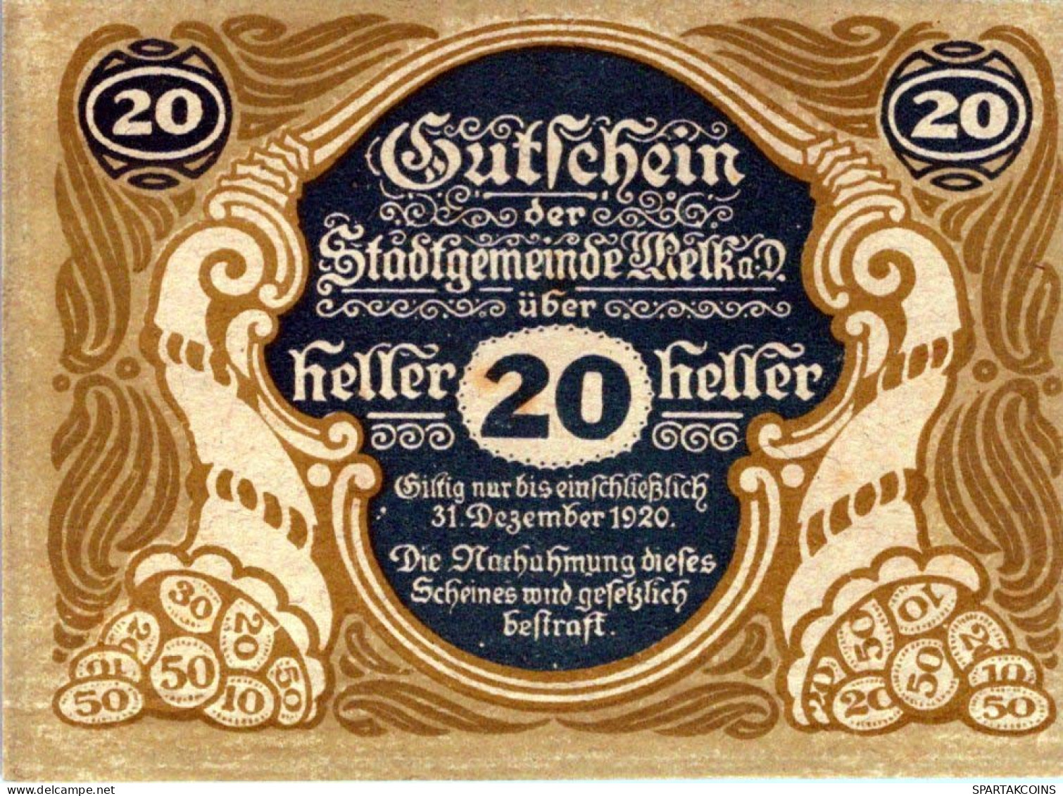 20 HELLER 1920 Stadt MELK Niedrigeren Österreich Notgeld Papiergeld Banknote #PG628 - [11] Emissions Locales