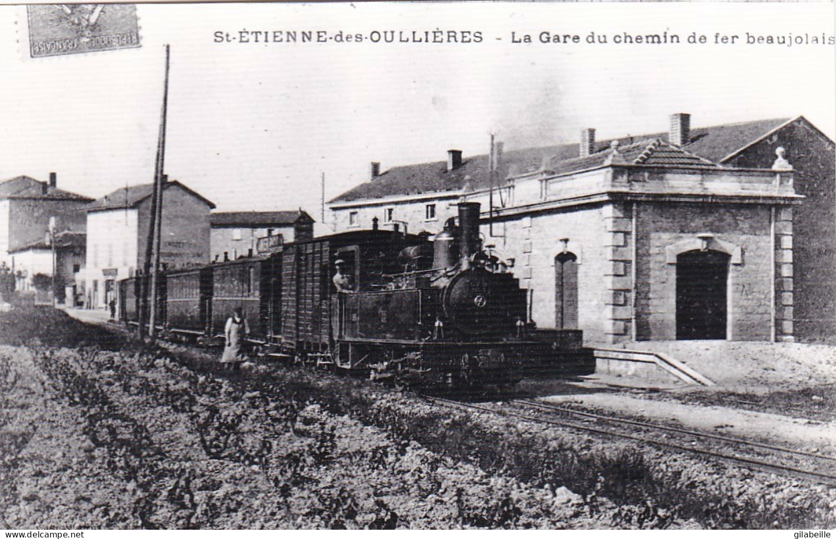Photo - 69 - Rhone - SAINT ETIENNE Des OULLIERES - La Gare Du C.F.B  - Ligne De Monsols-  Retirage - Sin Clasificación