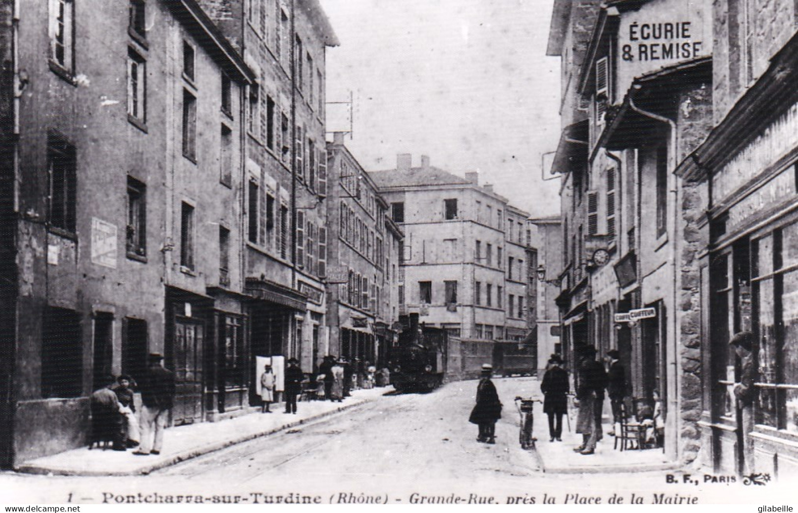 Photo - 69 - Rhone - PONTCHARRA Sur TURDINE - Grande Rue Pris De La Place De La Mairie - Train Vapeur -  Retirage - Zonder Classificatie