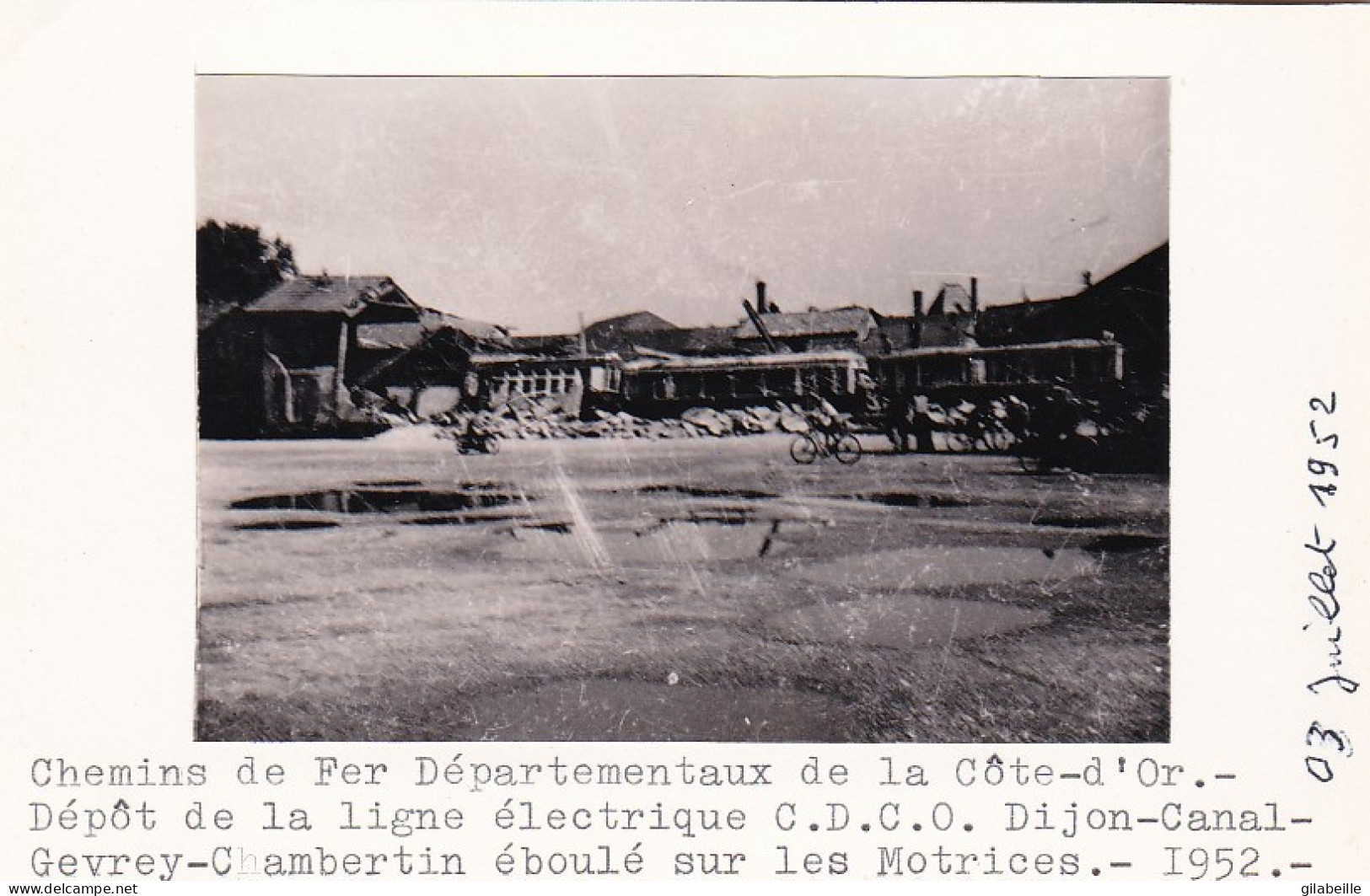 Photo - 21 - DIJON CANAL - 1952 - Accident - Depot De La Ligne Electrique éboulé Sur Motrices - Retirage - Unclassified