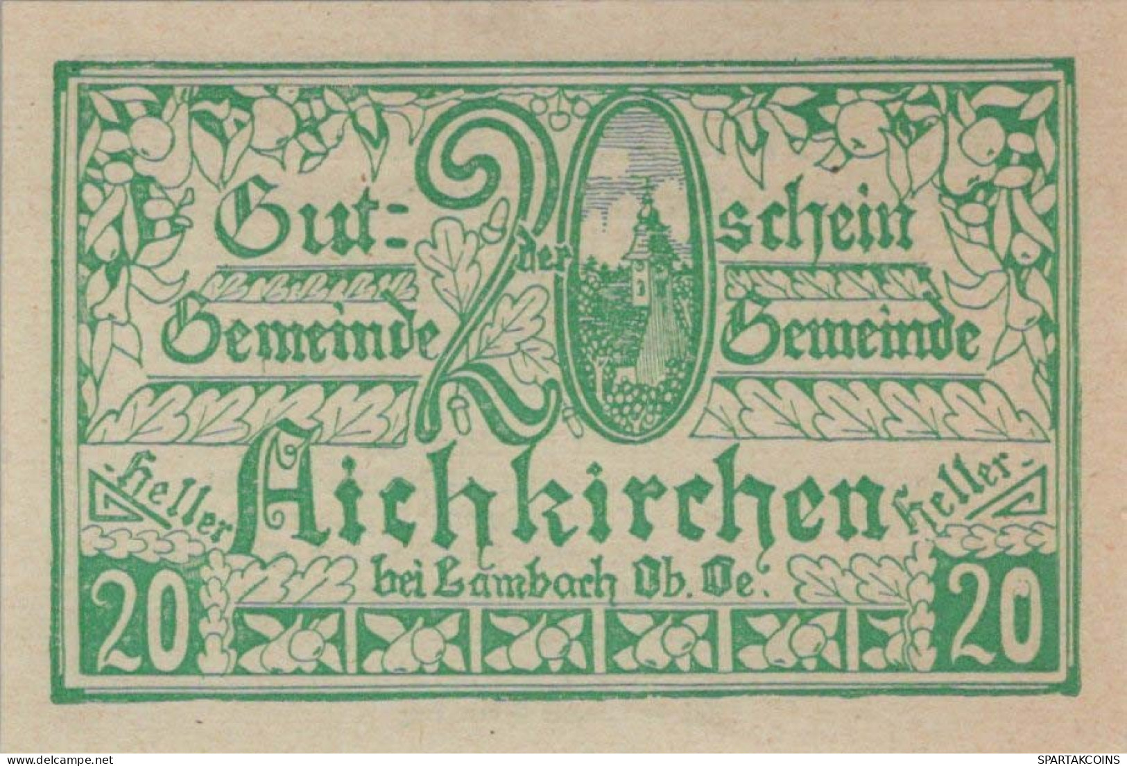20 HELLER 1921 Stadt AICHKIRCHEN Oberösterreich Österreich Notgeld #PE157 - [11] Lokale Uitgaven