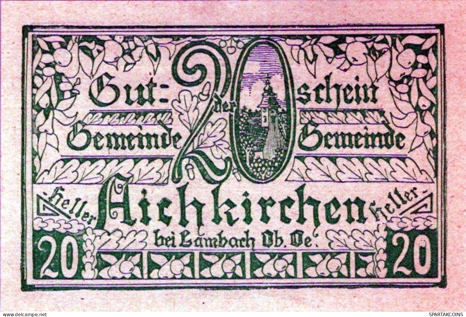 20 HELLER 1921 Stadt AICHKIRCHEN Oberösterreich Österreich Notgeld #PE157 - [11] Emissioni Locali