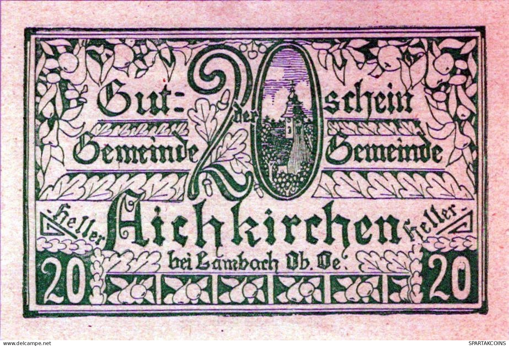 20 HELLER 1921 Stadt AICHKIRCHEN Oberösterreich Österreich Notgeld #PE157 - [11] Lokale Uitgaven