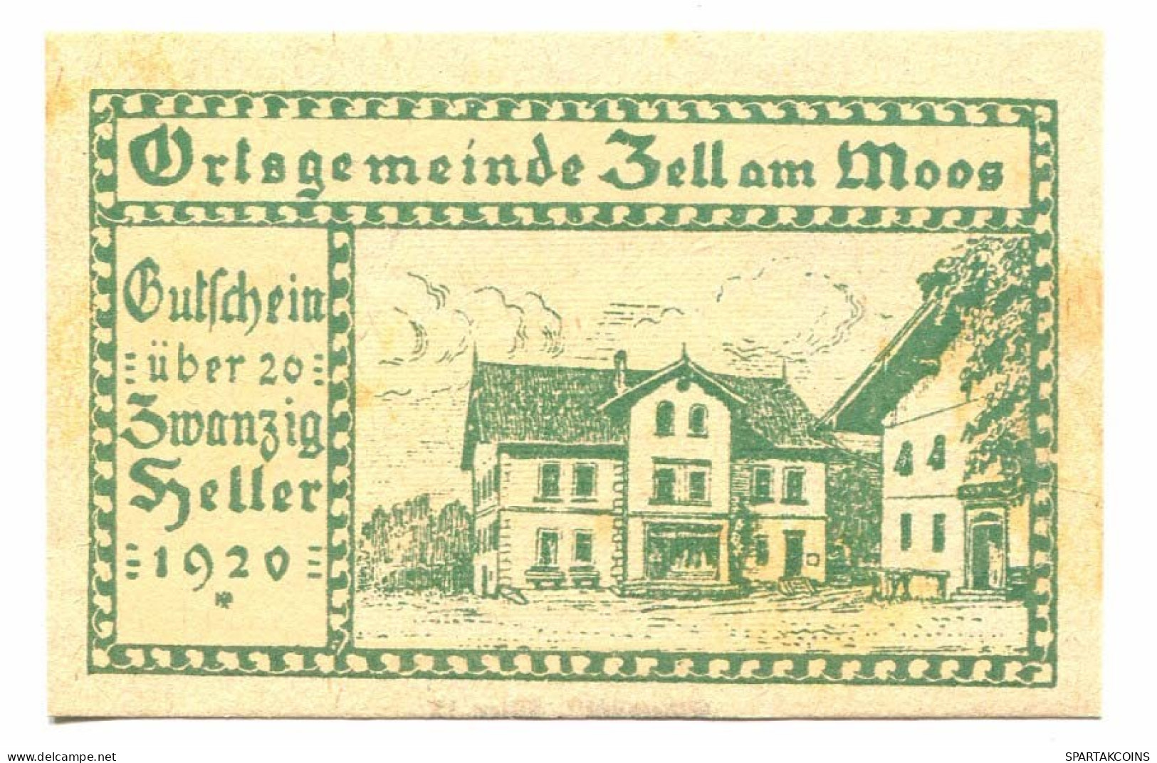 20 Heller 1920 ZELL AM MOOS Österreich UNC Notgeld Papiergeld Banknote #P10504 - Lokale Ausgaben