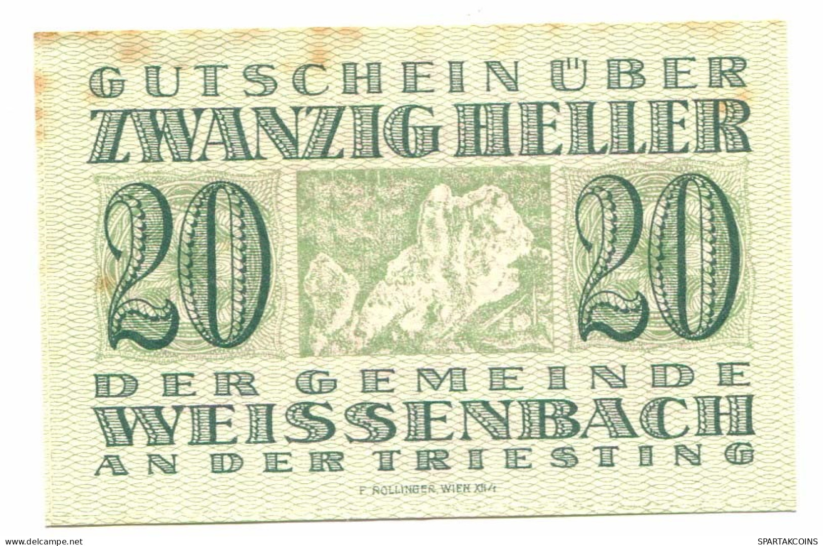 20 Heller 1920 WEISENBACH Österreich UNC Notgeld Papiergeld Banknote #P10434 - [11] Local Banknote Issues