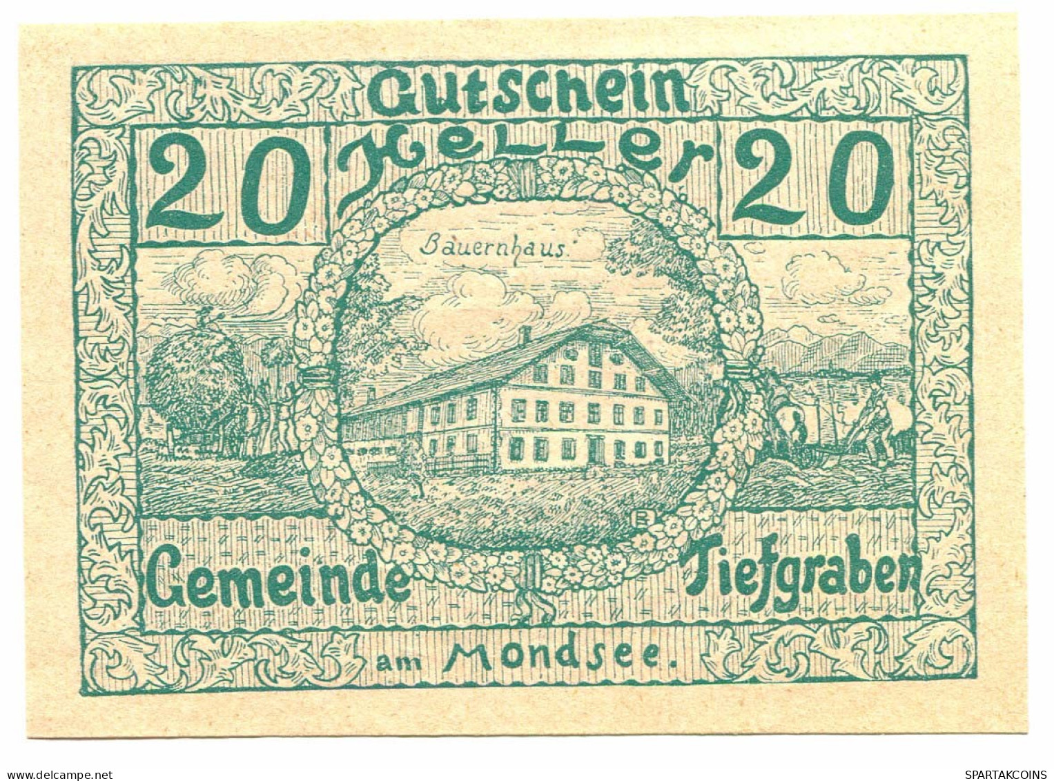 20 Heller 1920 TIEFGBABEN Österreich UNC Notgeld Papiergeld Banknote #P10518 - Lokale Ausgaben