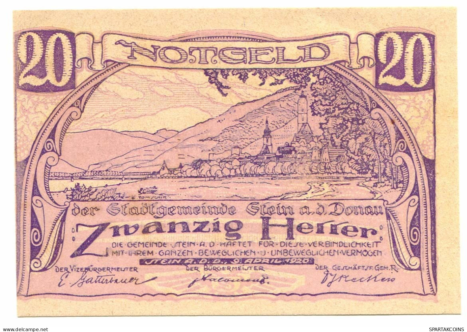 20 Heller 1920 STEIN Österreich UNC Notgeld Papiergeld Banknote #P10329 - Lokale Ausgaben