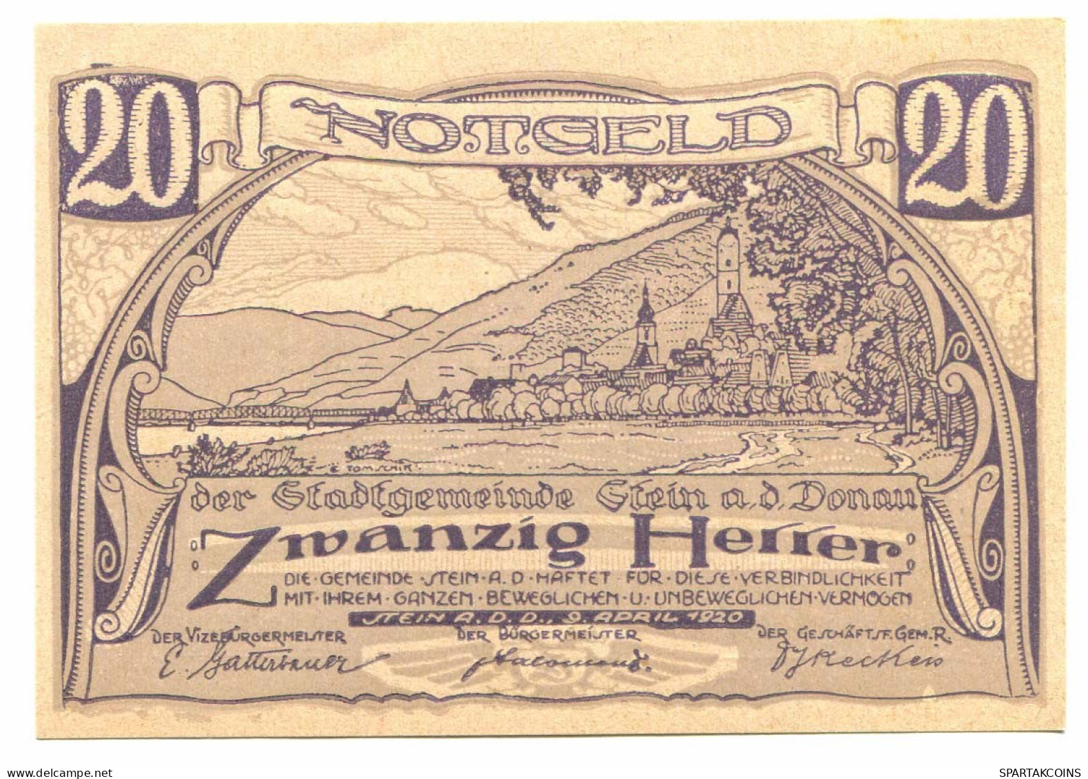 20 Heller 1920 STEIN Österreich UNC Notgeld Papiergeld Banknote #P10323 - [11] Local Banknote Issues