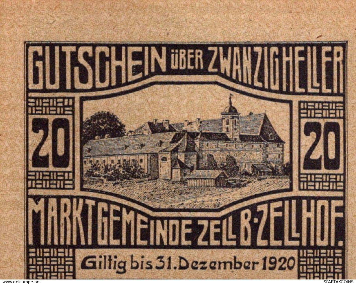 20 HELLER 1920 Stadt ZELL BEI ZELLHOF Oberösterreich Österreich Notgeld Papiergeld Banknote #PG763 - Lokale Ausgaben