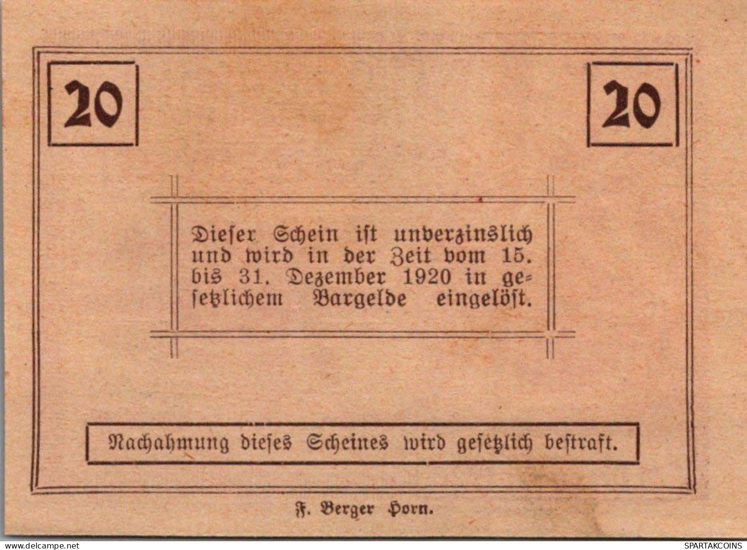 20 HELLER 1920 Stadt ZIERSDORF Niedrigeren Österreich Notgeld Banknote #PF204 - Lokale Ausgaben