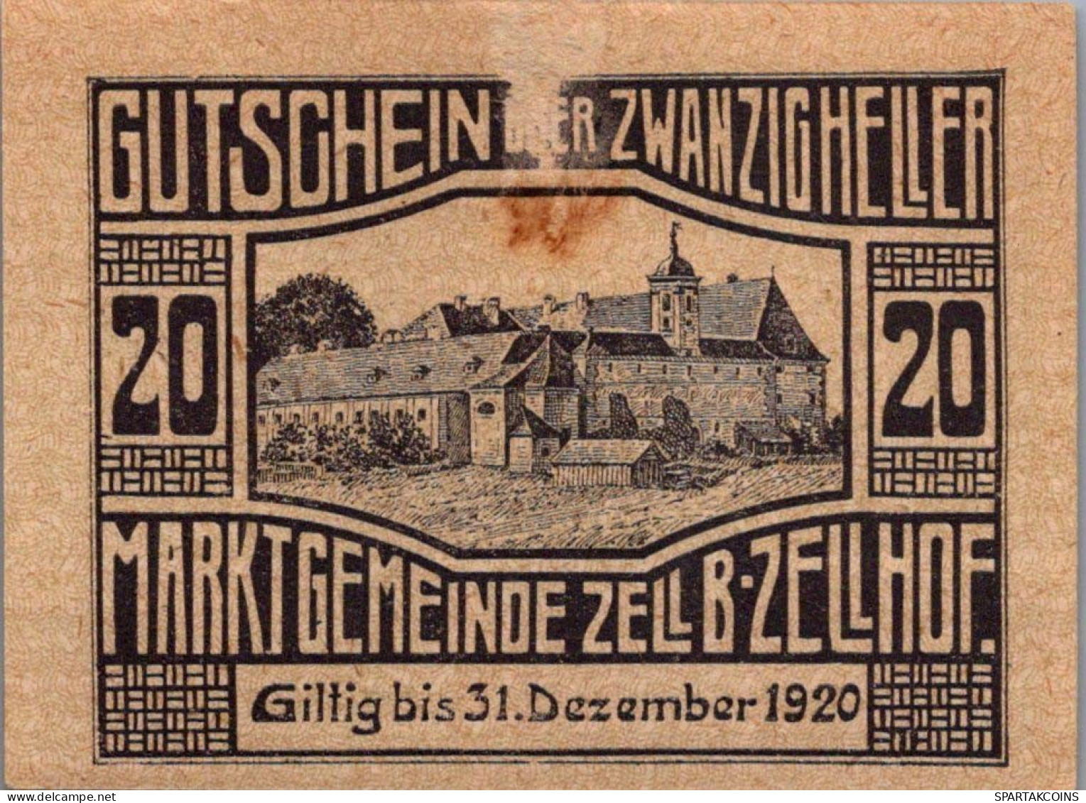 20 HELLER 1920 Stadt ZELL BEI ZELLHOF Oberösterreich Österreich Notgeld #PI162 - [11] Local Banknote Issues