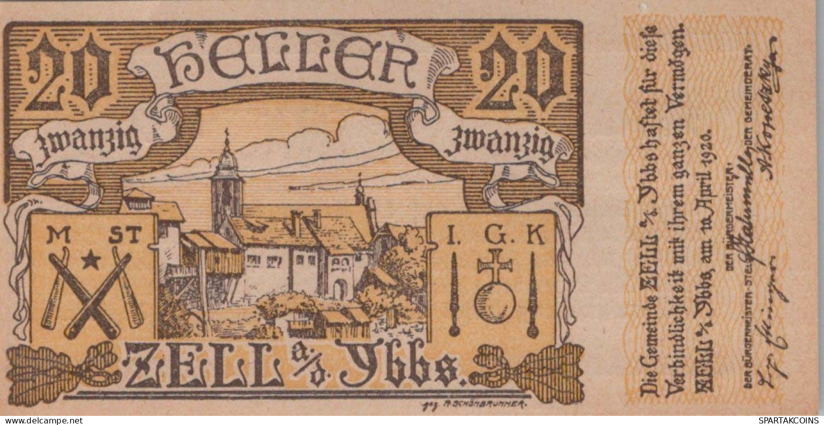 20 HELLER 1920 Stadt ZELL AN DER YBBS Niedrigeren Österreich UNC Österreich #PH063 - [11] Emissioni Locali