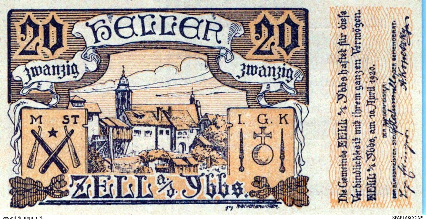 20 HELLER 1920 Stadt ZELL AN DER YBBS Niedrigeren Österreich Notgeld #PJ225 - [11] Lokale Uitgaven