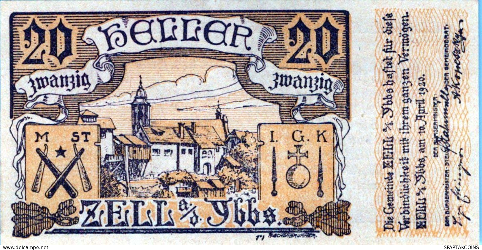 20 HELLER 1920 Stadt ZELL AN DER YBBS Niedrigeren Österreich Notgeld #PE105 - [11] Local Banknote Issues