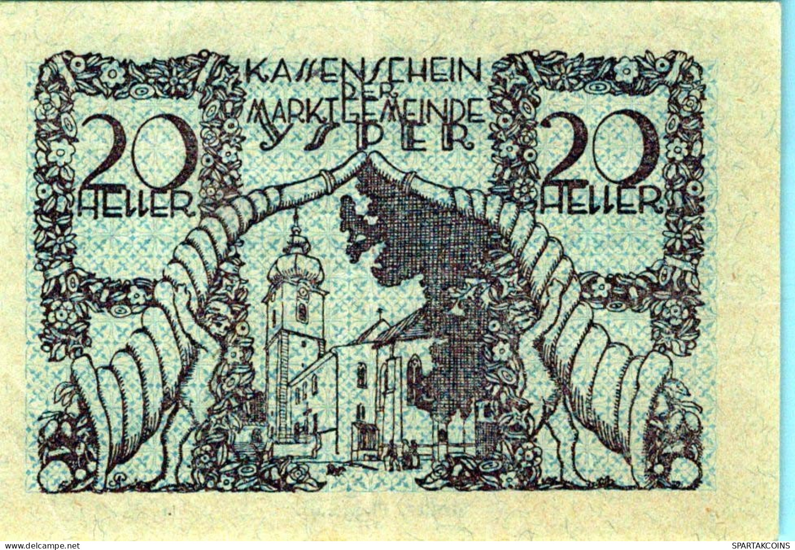 20 HELLER 1920 Stadt YSPER Niedrigeren Österreich Notgeld Banknote #PD857 - [11] Local Banknote Issues