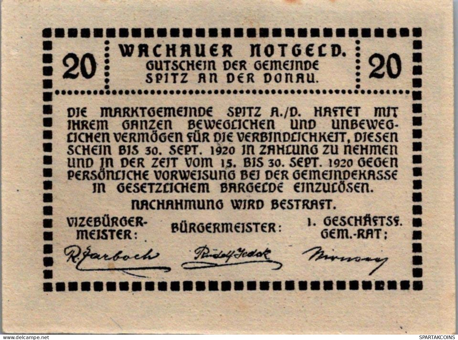 20 HELLER 1920 Stadt WIESELBURG Niedrigeren Österreich Notgeld #PD943 - [11] Emissions Locales