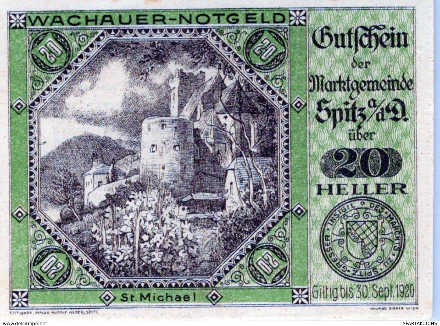 20 HELLER 1920 Stadt WIESELBURG Niedrigeren Österreich Notgeld #PD943 - Lokale Ausgaben