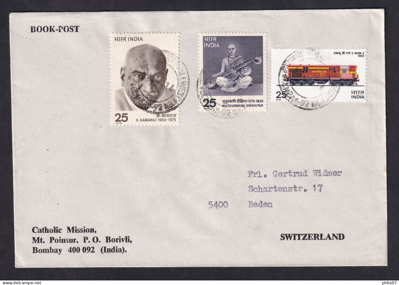 INDIA - Envelope Sent From India To Baden, Switzerland, Nice Franking / 2 Scans - Altri & Non Classificati