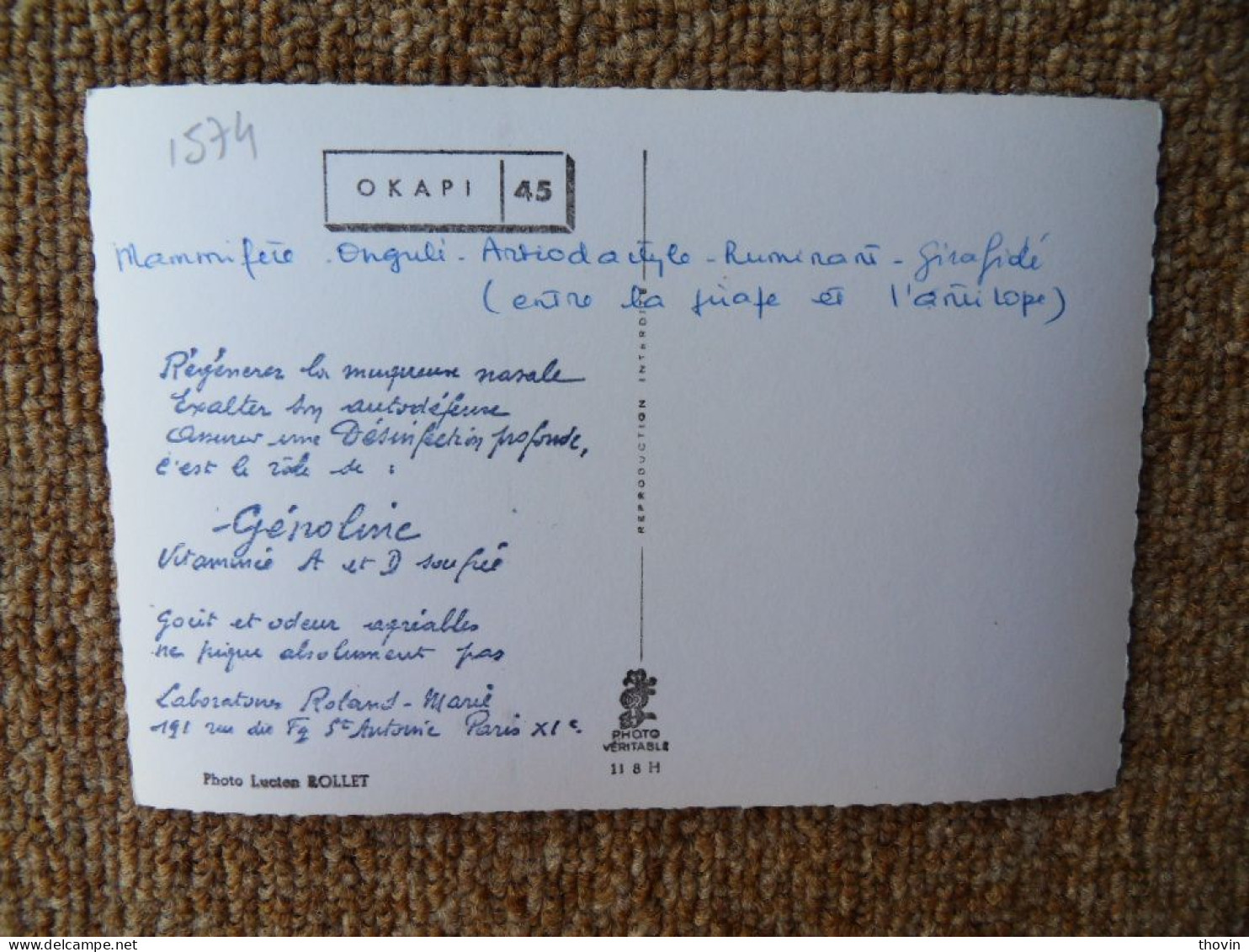 KB10/1559*1576-lot de 18 cartes postales animaux Publicité Laboratoires Roland Marie