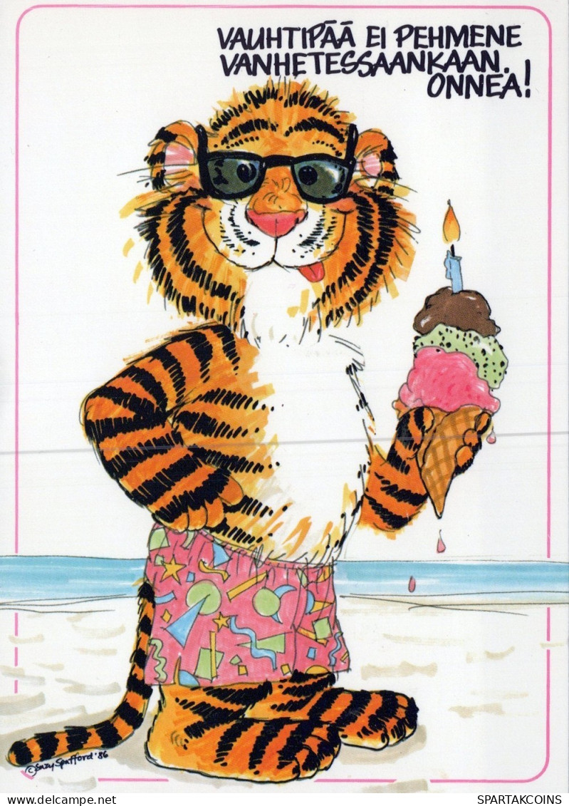 TIGRE GRANDE GATTO Animale Vintage Cartolina CPSM #PAM023.A - Tigers