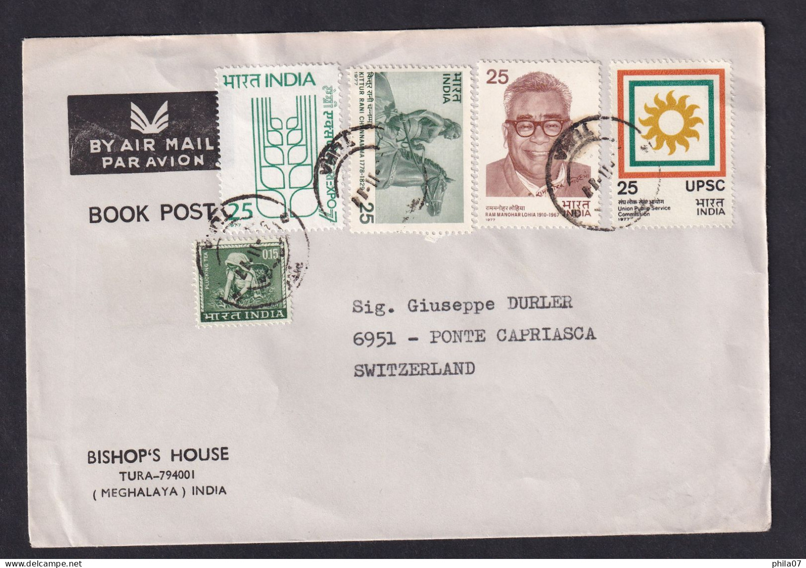 INDIA - Envelope Sent Via Air Mail, Book Post, Sent From India To Switzerland, Nice Franking / 2 Scans - Otros & Sin Clasificación