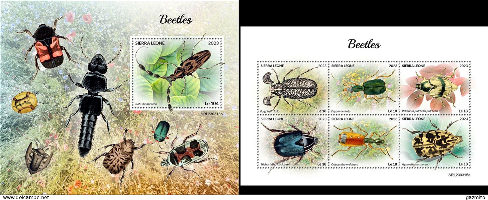 Sierra Leone 2023, Animals, Beetles, 6val In BF +BF - Käfer