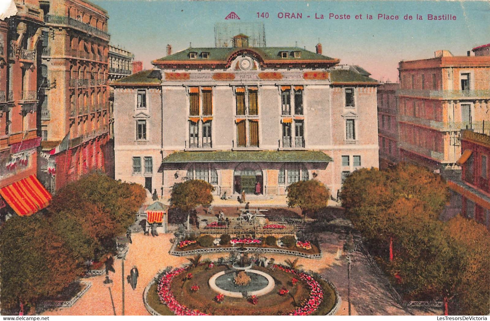 ALGERIE - Oran - La Poste Et La Place De La Bastille - Carte Postale Ancienne - Oran
