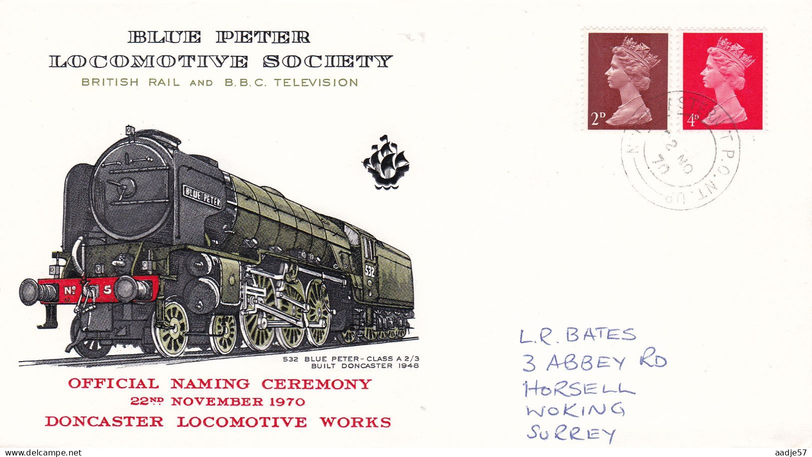 GB Engeland 1970 Blue Peter Loc Soc Off Naming Ceremony Doncaster 22-11-1970 - Trains