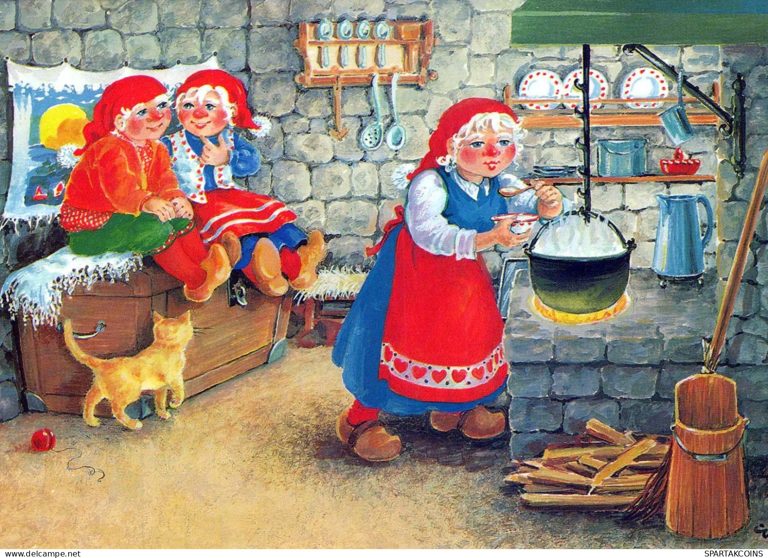 SANTA CLAUS Happy New Year Christmas GNOME Vintage Postcard CPSM #PAY594.A - Santa Claus
