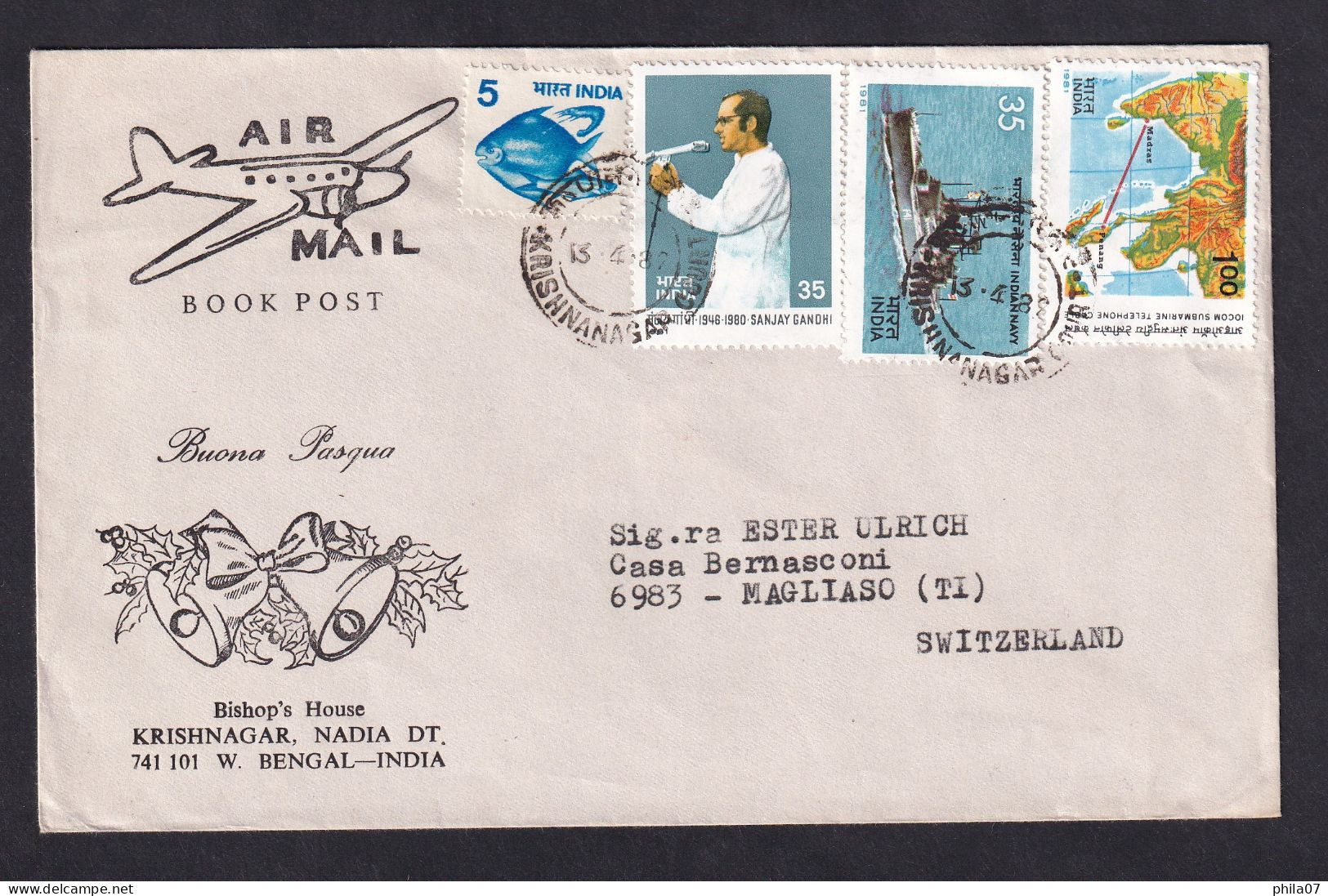 INDIA - Envelope Sent Via Air Mail, Book Post, Sent From India To Switzerland, Nice Franking / 2 Scans - Other & Unclassified