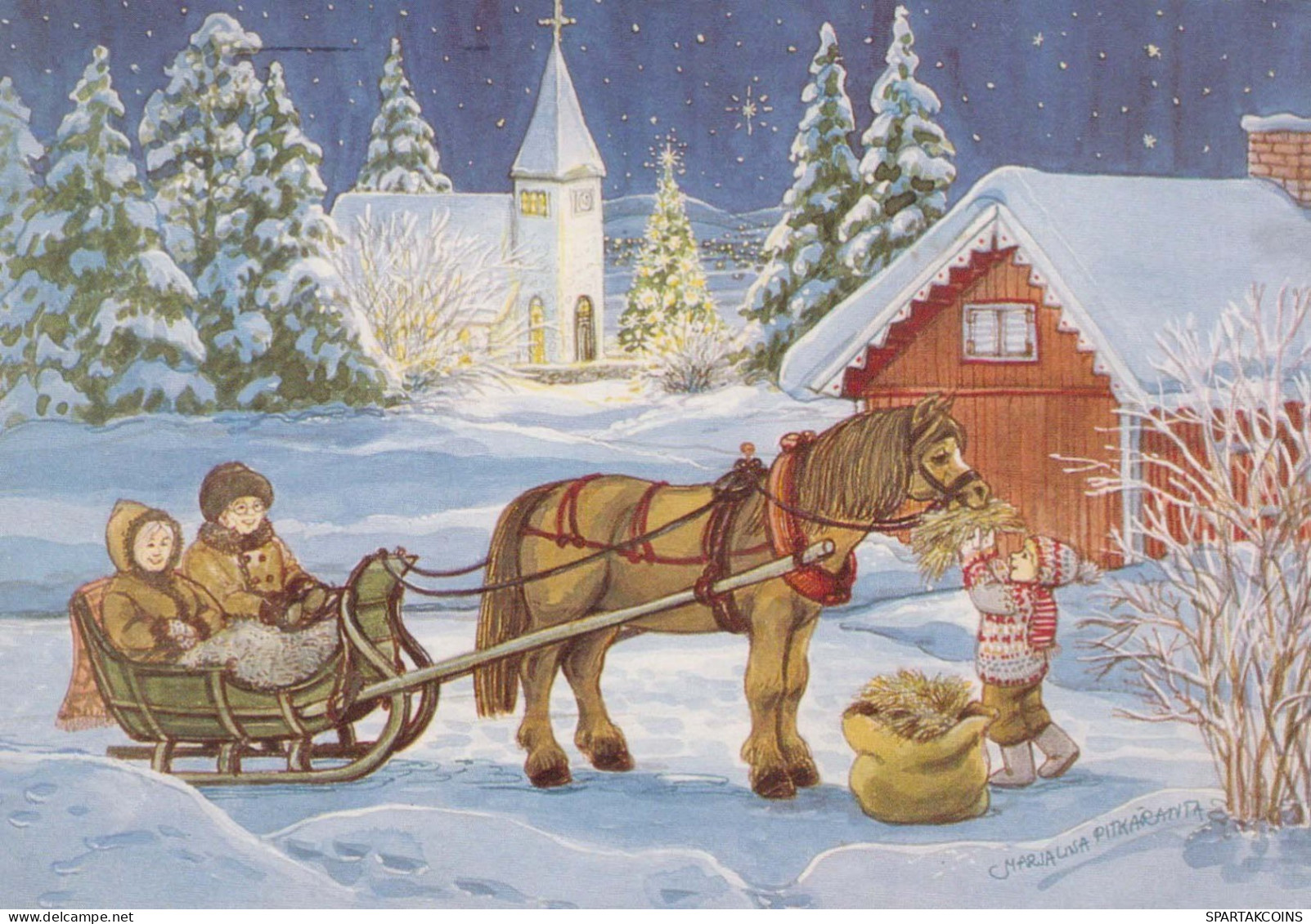 Neujahr Weihnachten PFERD Vintage Ansichtskarte Postkarte CPSM #PBM423.A - Año Nuevo